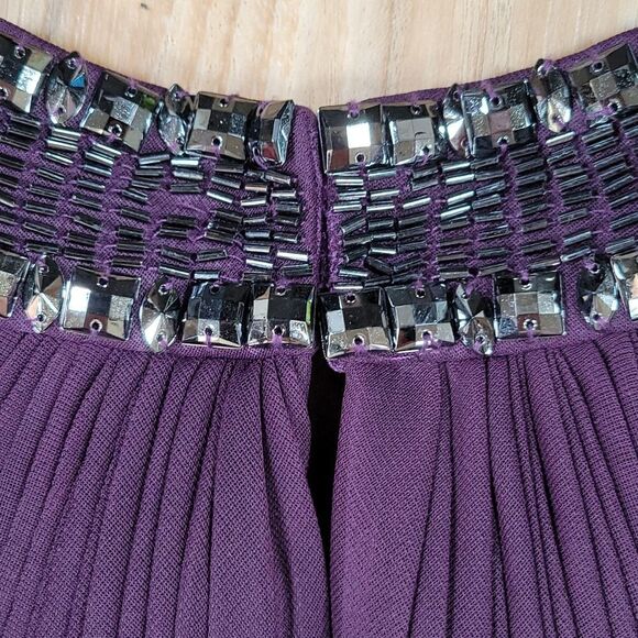 🔹️Cache Eggplant Beaded Ruched Formal Dress Size 4 - Picture 9 of 12